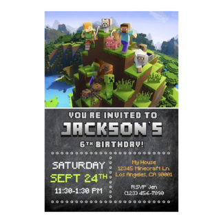 Personalized Minecraft Birthday Invitations- Printable