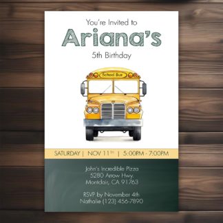 Personalized Wheels on the Bus Birthday Invitations Printable