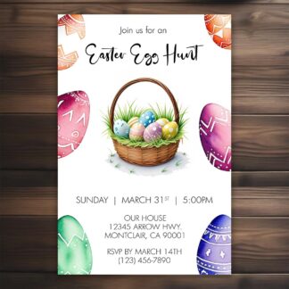 Personalized Easter Egg Hunt Basket Invitations Printable