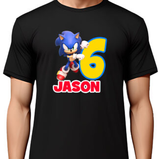 Sonic the hedgehog birthday shirt personalized black