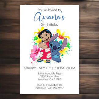 Personalized lilo & stitch Birthday Invitations Printable