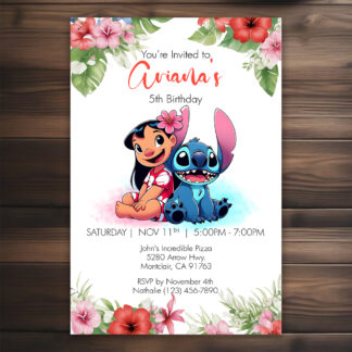 Personalized lilo and stitch Birthday Invitations Printable
