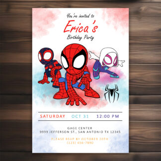 Personalized Spidey and his amazing friends Birthday Invitations Printable