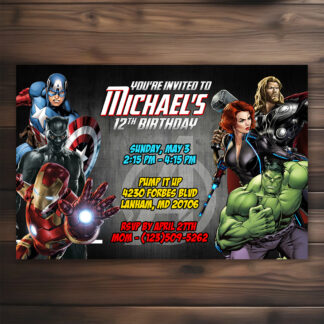 Personalized The Avengers Superhero Birthday Invitations Printable