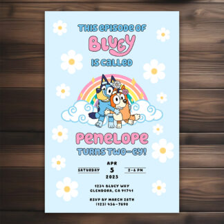 Personalized Bluey Birthday Invitations Printable