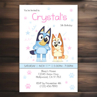 Personalized Bluey Birthday Invitations Printable