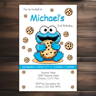 Personalized Cookie Monster Birthday Invitations Printable