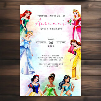 Personalized disney princess Birthday Invitations Printable