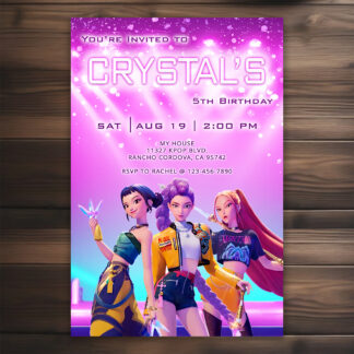 Personalized Kpop Demon Hunters Birthday Invitations Printable