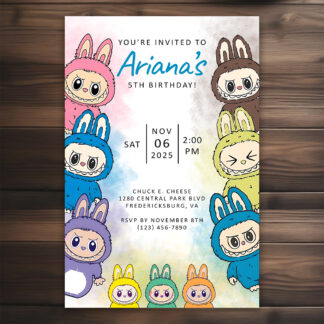 Personalized Labubu Birthday Invitations Printable