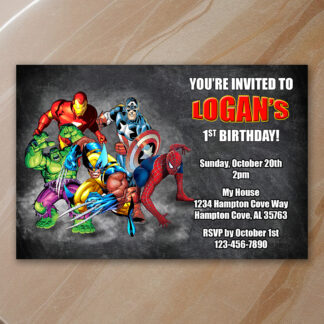 Personalized Marvel Superhero Birthday Invitations Printable