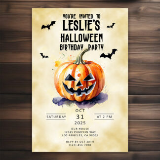 Personalized Halloween Birthday Invitations Pumpkin Printable