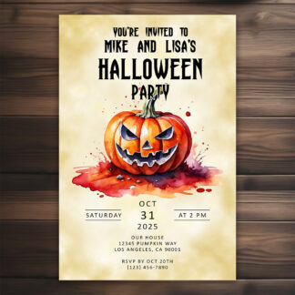 Personalized Halloween Birthday Invitations Pumpkin Scary Printable