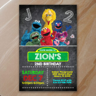 Personalized Sesame Street Birthday Invitations- Printable