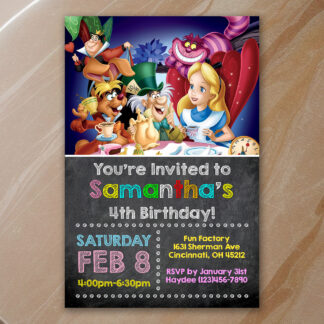 Personalized Alice in Wonderland Birthday Invitations Printable