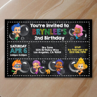 Personalized Bubble Guppies Birthday Invitations Printable pink