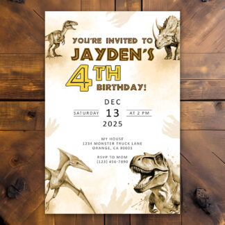 Personalized Dinosaur Birthday Invitations Printable