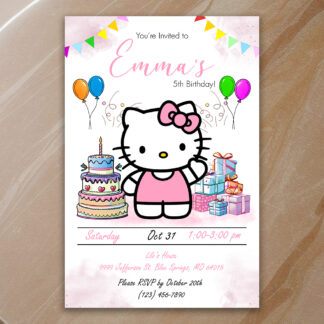 Personalized Hello Kitty Birthday Invitations- Printable