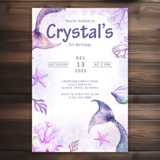 Personalized Little Mermaid Birthday Invitations Printable