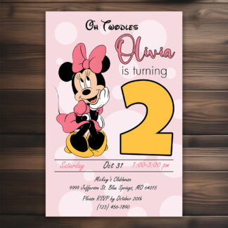 Personalized Minnie Mouse Birthday Invitations- Printable