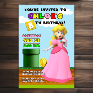 Personalized Princess Peach Birthday Invitations Printable