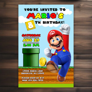 Personalized Super Mario Birthday Invitations Printable
