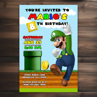 Personalized Super Mario Luigi Birthday Invitations Printable