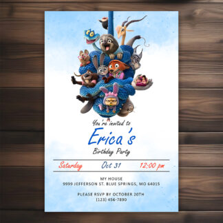 Personalized Zootopia Birthday Invitations Printable Blue