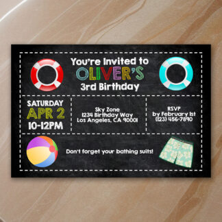 Personalized Swimming Party Birthday Invitations Printable
